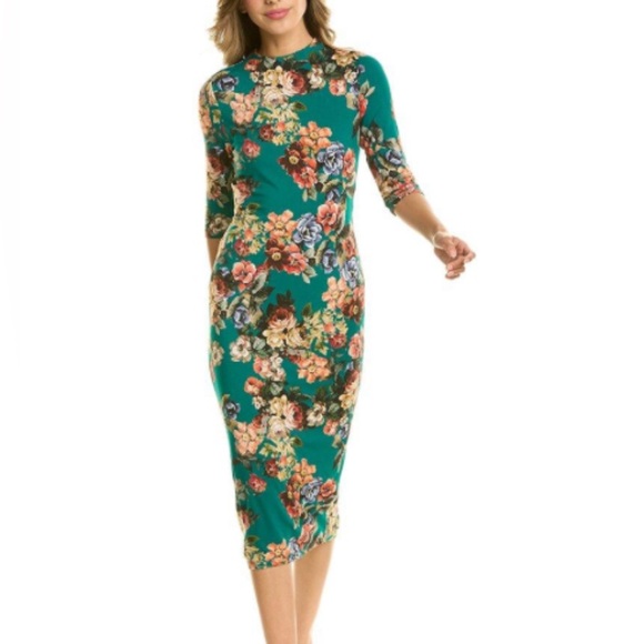 Alice + Olivia Delora Mockneck Floral Bodycon Midi Dress in size 4 NWT $350 - Picture 8 of 9